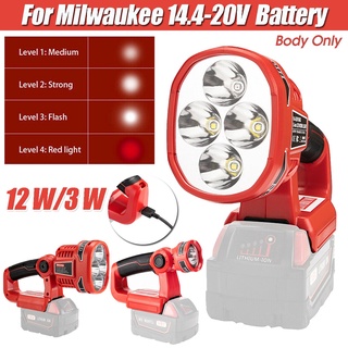 ไฟฉาย LED 3W 12W 18V แบบพกพา และที่ชาร์จแบตเตอรี่ Li-Ion USB สําหรับ Milwaukee