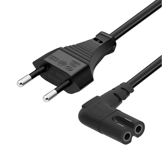 สายไฟ  Right angled EU Euro AC power cord cable lead  EU 2-prong 2pin to figure 8 C7 for TV,Printers,Cameras,PS4,PS3