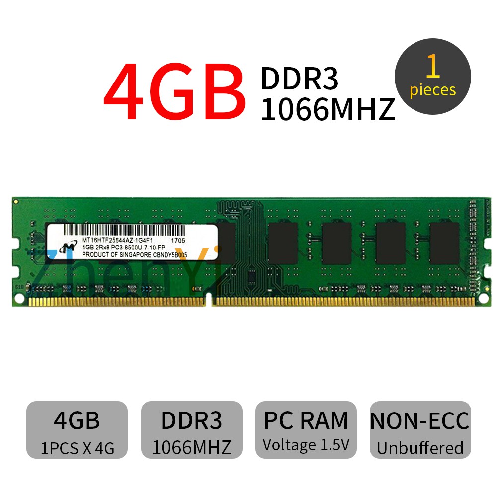 craft Ægte At bygge Micron DDR3 4GB computer RAM DESKTOP PC RAM 1066MHz 240pin PC3-8500 1.5V  2Rx8 memory AD34 | Shopee Thailand