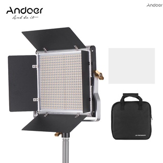 Andoer ชุดหลอดไฟ LED 660 ดวง หรี่แสงได้ สองสี 3200-5600K CRI 85+ พร้อมตัวยึดรูปตัว U และบารฺนดอร์ สำหรับการถ่ายภาพในสตูดิโอถ่ายวิดีโอ