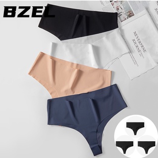 Bzel กางเกงชั้นในจีสตริง ผ้าฝ้าย เอวสูง ไร้รอยต่อ เป็นมิตรกับผิว เซ็กซี่ สําหรับผู้หญิง 3 ชิ้น พร้อมส่ง