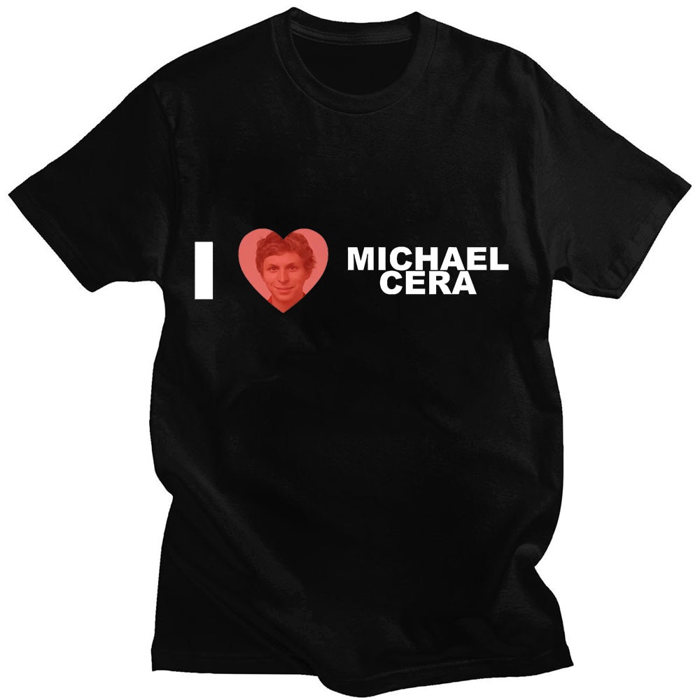 เสื้อยืด-i-heart-michael-cera-เสื้อยืดผู้ชายสีดําแฟชั่นคลาสสิกเสื้อยืดพิมพ์ง่ายๆ-เสื้อยืดคู่ผ้าฝ้