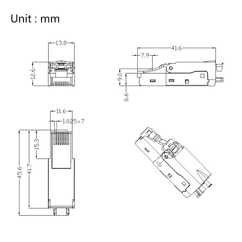 aoto-ปลั๊กเชื่อมต่อโมดูลาร์-cat7-cat7-cat6a-23-24awg