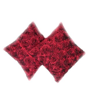 1 คู่ ปลอกหมอน ผ้าไหม ลายปักดอกกุหลาบเต็มหนึ่งด้าน ขนาด 16 X 16 นิ้ว สีแดง (ไม่รวมตัวหมอน) [002]
