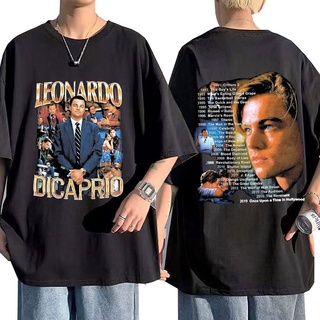 ผ้าฝ้ายแท้star tshirtMarino ไม้มอร์วูด 90&amp;#39;s Leonardo Leo DiCaprio Rap เสื้อยืดลําลอง แขนสั้น พิมพ์ลาย Leonardo DiCap