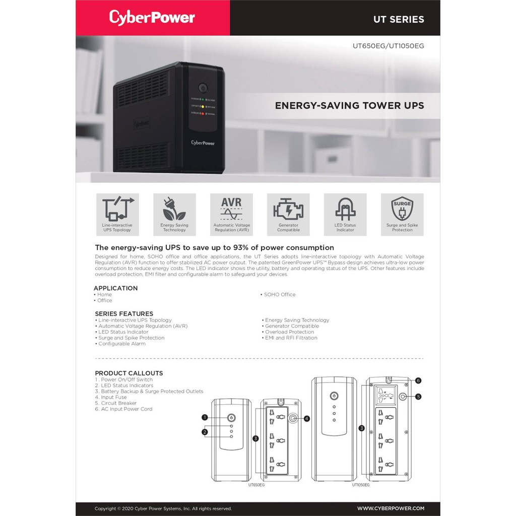 cyber-power-เครื่องสำรองไฟ-รุ่น-ut650eg-650va-360w-ut800eg-800va-480w-1050va-630w