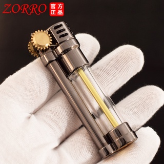 Zorro ของแท้₪Zorro ไฟแช็กน้ำมันก๊าด 654 ถังน้ำมันใสขนาดกะทัดรัดความคิดสร้างสรรค์แบบเก่าล้อเจียรแบบพกพาจี้ไฟแช็กโลหะ