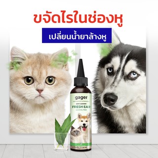 Gager (กาเจอร์) น้ำยาเช็ดหูแมว น้ำยาเช็ดหูหมา โลชั่นทำความสะอาดหู ช่วยลดกลิ่น ป้องกันไรหู ใช้ได้ทั้งแมวและหมา (120ml.)