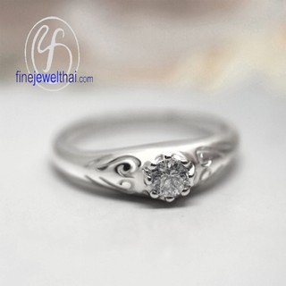 Finejewelthai แหวนเพชร-แหวนเงิน-เพชรสังเคราะห์-เงินแท้ 925-แหวนวินเทจ/ Vintage-Diamond CZ-Silver925-Ring - R1329cz