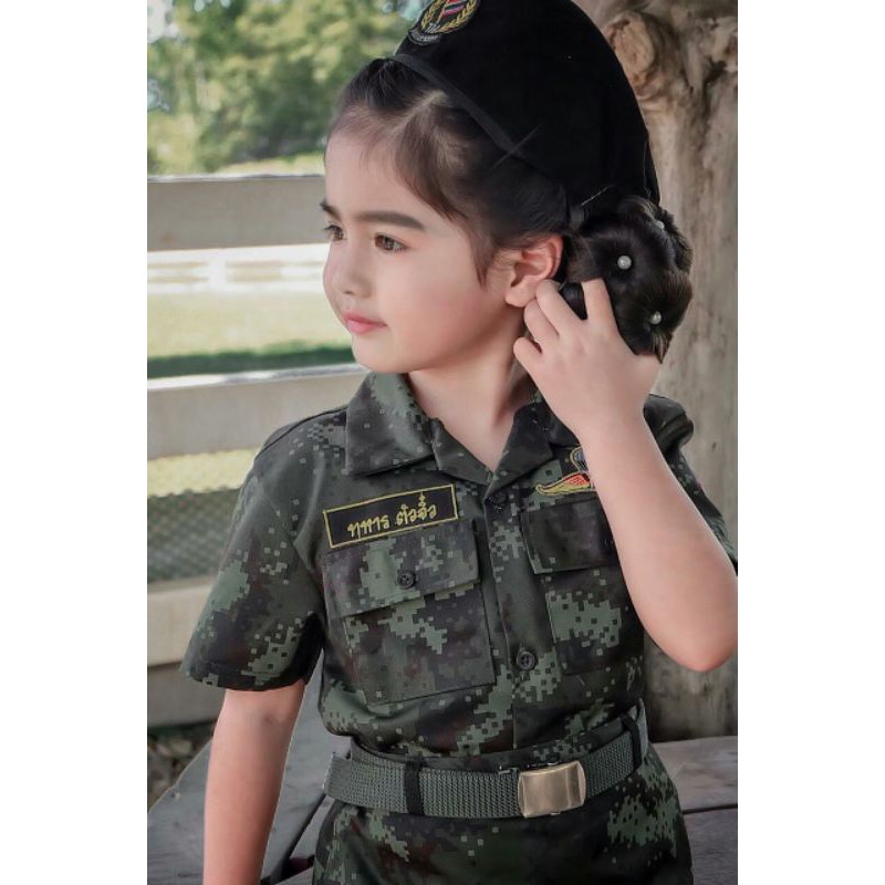 ชุดทหารบกลายพราง-พร้อมหมวก-ทหารเด็ก-ทหารหญิง-ชุดทหาร-ชุดอาชีพเด็ก-อาชีพในฝัน