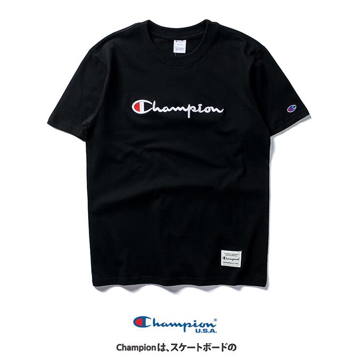 เสื้อยืดแขนสั้นผ้าฝ้ายปักลาย-champion