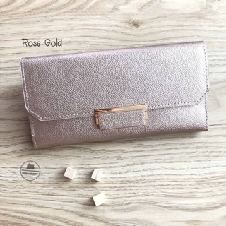 Charles &amp; Keith Push-Lock Long Wallet สี rose gold