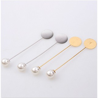 10 ชิ้น มุกจําลอง โลหะผสม ทองแดง เข็มกลัด Pin DIY เครื่องประดับเข็มกลัด อุปกรณ์เสริม (ความยาว: 76 มม.)