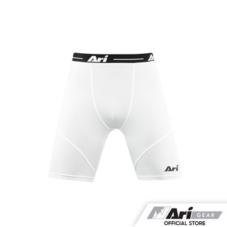 ARI COMPACT FIT SHORTS - WHITE/BLACK กางเกงรัดกล้ามเนื้อ อาริ คอมแพค ฟิต ขาสั้น สีขาว