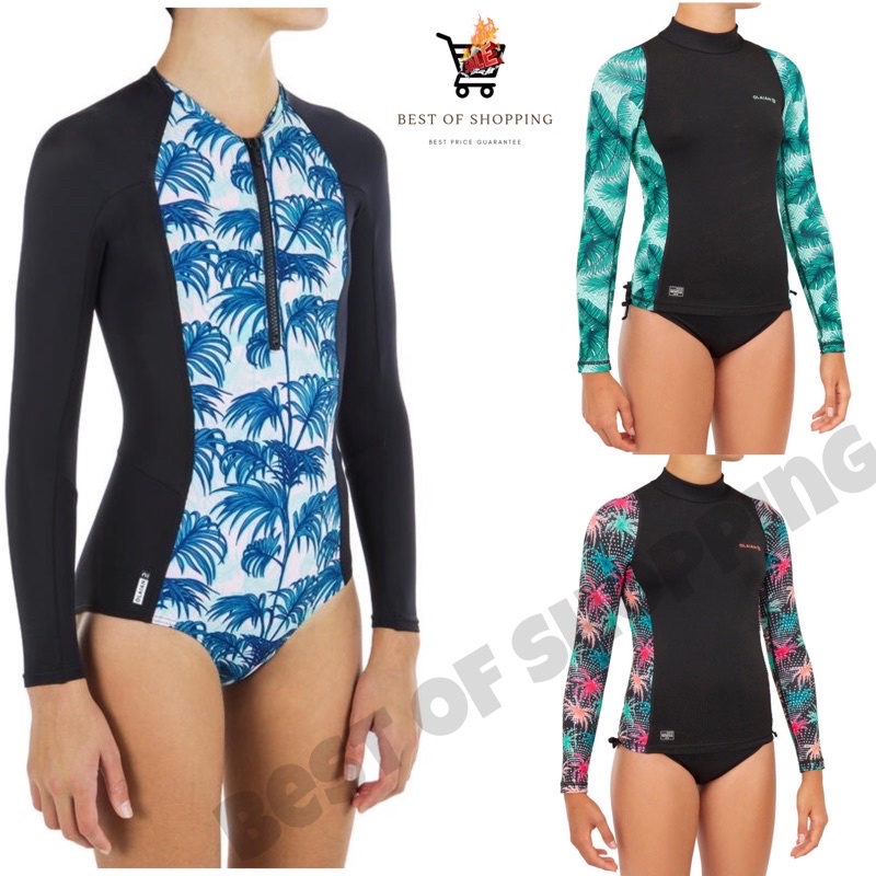 เสื้อว่ายน้ำกันยุวีเด็ก-ชุดว่ายน้ำแขนยาวเด็กผู้หญิง-ชุดว่ายน้ำเด็กผู้หญิงกันยุวีolaian-girls-anti-long-sleeve-swimsuit