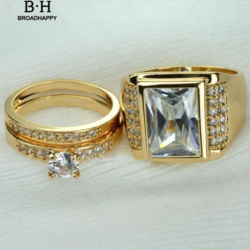 broadhappy-แฟชั่น-unisex-rhinestone-แหวนคู่รักหมั้นคู่รัก-แหวนเกลี้ยง