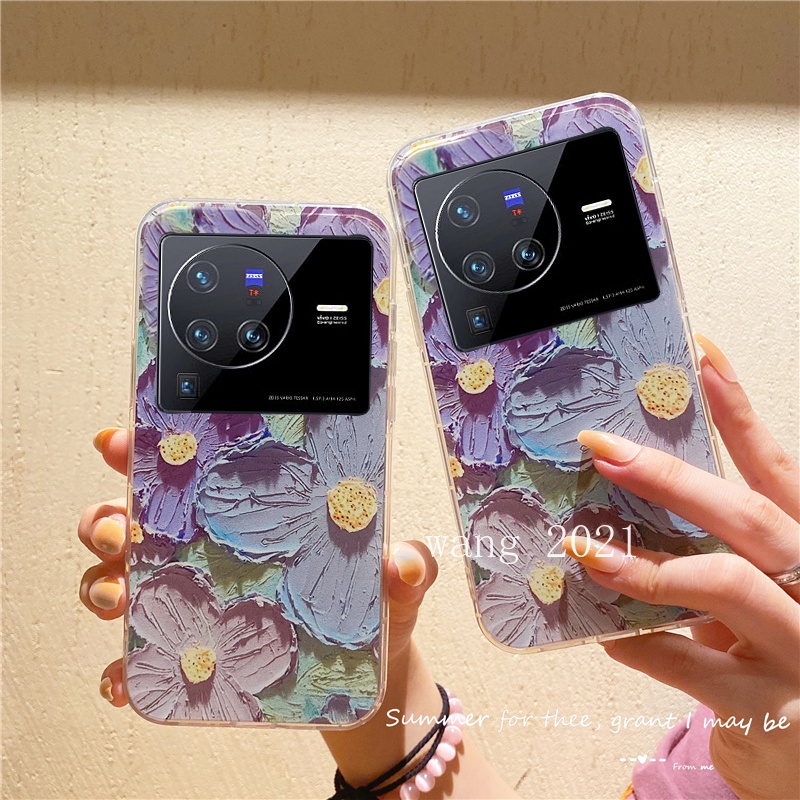 ready-stock-casing-vivo-x80-pro-x70-pro-5g-เคส-phone-case-colorful-flowers-vintage-painting-transparent-silicone-soft-case-for-vivo-x80-เคสโทรศัพท