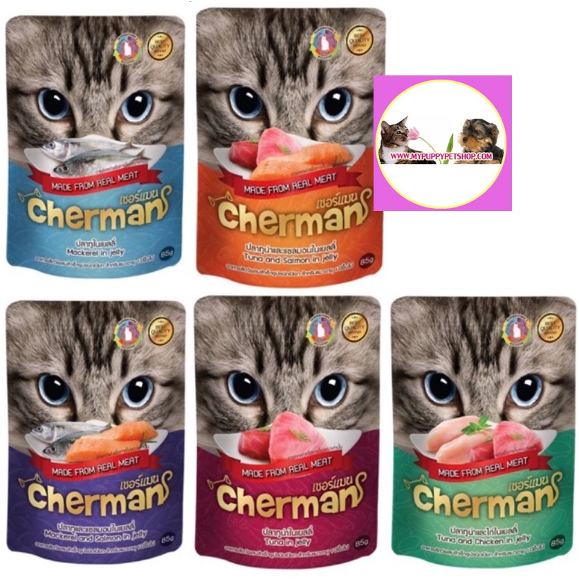 ภาพหน้าปกสินค้า+ล็อตใหม่+ Cherman ( 1ซอง) 85 กรัม อาหารแมวเปียก เชอแมน จากร้าน mypuppy_petshop บน Shopee