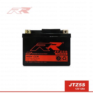 แบตเตอรี่มอเตอร์ไซค์ RR JTZ5S 12V 5Ah สำหรับฮอนด้าเวฟ ทุกรุ่น