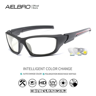 สินค้า AIELBRO แว่นกันแดดโพลาไรซ์ UV400 โฟโตโครมิก สำหรับเล่นกีฬา กลางแจ้ง เดินป่า สำหรับผู้ชาย และผู้หญิง