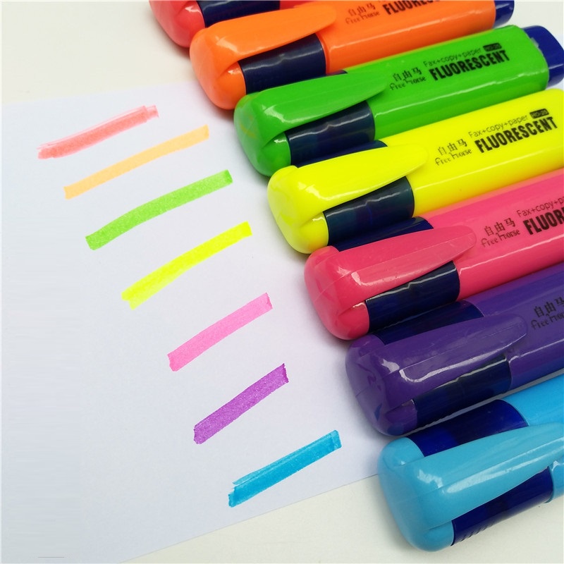 dinophile-ปากกาเน้นข้อความ-ชนิดหัวตัด-คุณภาพดี-ราคาประหยัด-มี-7-สี-ใช้งานกับกระดาษได้ทุกแบบ-dry-safe-ink