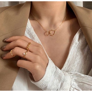 ภาพหน้าปกสินค้าFashion Gold Color Double Round Circle Lasso Choker Necklace Collar Statement Necklace Clavicle for Women Jewelry 2021 ที่เกี่ยวข้อง