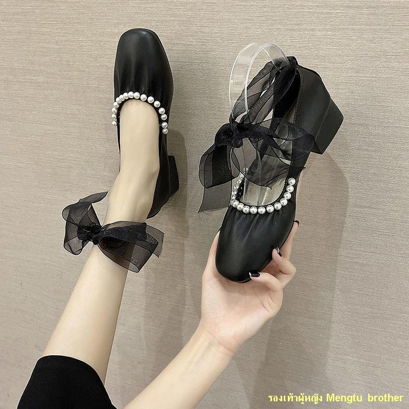 พร้อมส่งทันที-pearl-shoes-รองเท้าเดี่ยวที่อ่อนโยนผู้หญิงด้านล่างแบน-2021-ใหม่รองเท้าถั่วด้านล่างนุ่ม-mary-jane-รองเท้า