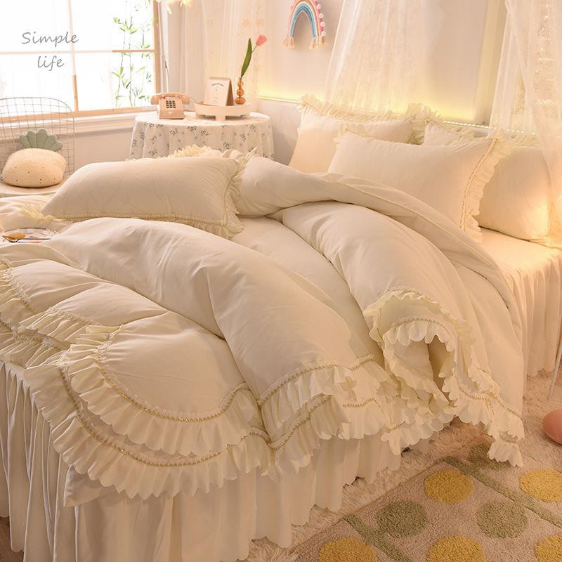 ผ้าปูที่นอน-ชุดผ้าปูที่นอน-3-5-5-6ฟุต-สไตล์เจ้าหญิงสาวหัวใจเตียงกระโปรงผ้าคลุมเตียงผ้าคลุมเตียงผ้านวมหนาเดี่ยว