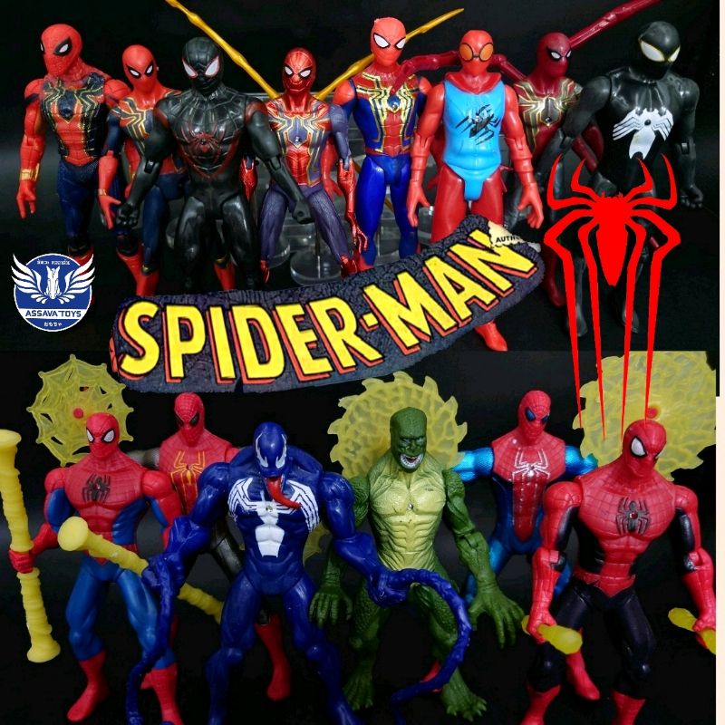 โมเดล-spiderman-all-star-รวม-สไปเดอร์แมน-ทุก-series-ขนาด-15-18-cm-ขยับแขนขาได้-มีไฟกลางตัว-ราคาถูกมาก-พร้อมส่งทันที
