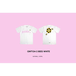 เสื้อยืดโอเวอร์ไซส์QWT134-2 BEES WHITE สีขาวS-3XL