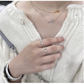 ของขวัญวันเกิดแฟน กล่องใส่แหวน seadada สร้อยคอเกาหลี ไม้กางเขน สแตนเลส 14k Stainless Cross necklaces