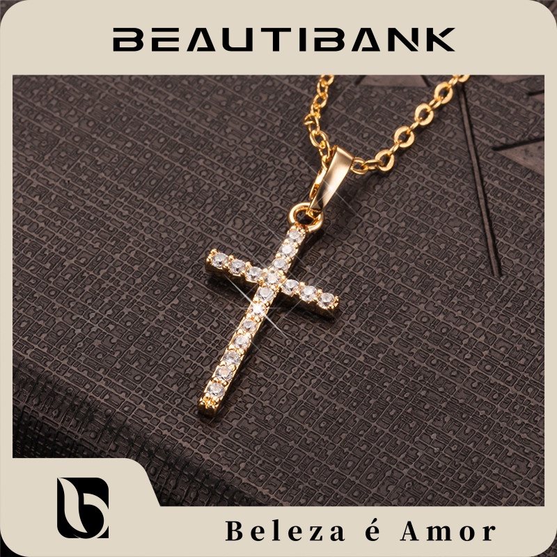 beautibank-ชุดสร้อยคอจี้ไม้กางเขนเงินแท้พร้อมองค์ประกอบอินฟินิตลูกบาศก์เซอร์โคเนีย