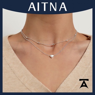 Aitna สร้อยคอโชคเกอร์ สองชั้น จี้รูปหัวใจ เครื่องประดับ สําหรับผู้หญิง