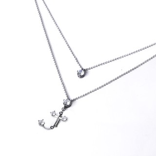 Alphabet Necklace (White gems)