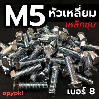 M5 สกรูหัวเหลี่ยมเหล็กชุบ น็อตหัวหกเหลี่ยม เบอร์8 ❌ ขั้นต่ำ 50 บาท/ไม่รวมค่าส่ง ❌