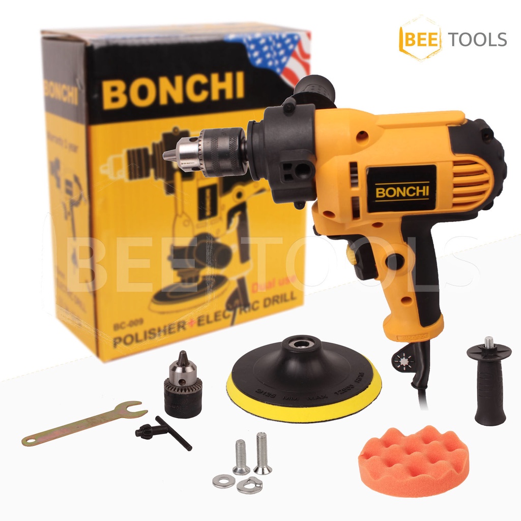 bonchi-เครื่องขัดสีรถยนต์-ขนาด-5-นิ้ว-620w-สว่าน-2-in-1-รุ่นใหม่-009-2-ฟังก์ชั่น-แถมฟรี-ผ้าขนแกะขัดสี