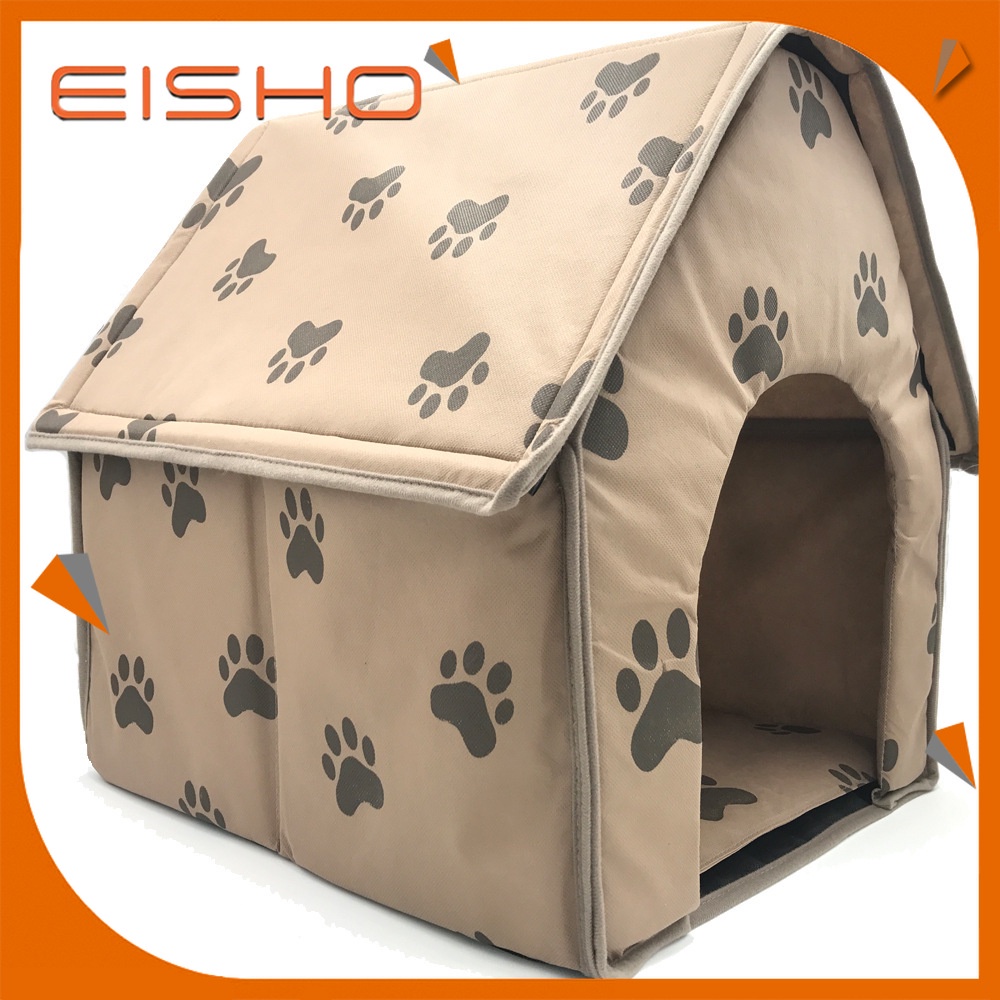 eisho-แถมแผ่นรอง-บ้านแมว-บ้านหมา-บ้านสุนัข-ที่นอนแมว-ที่นอนหมา-ที่นอนสุนัข-พับได้ง่ายๆ-รายเท้า-มีหลังคา-กันฝนกันน้ำ