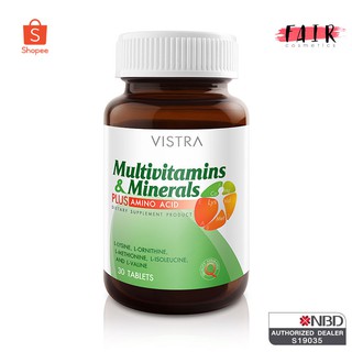 วิตามินรวม Vistra Multivitamins &amp; Minerals Plus Amino Acid วิสทร้า มัลติวิตามิน และ แร่ธาตุผสมกรดอะมิโน