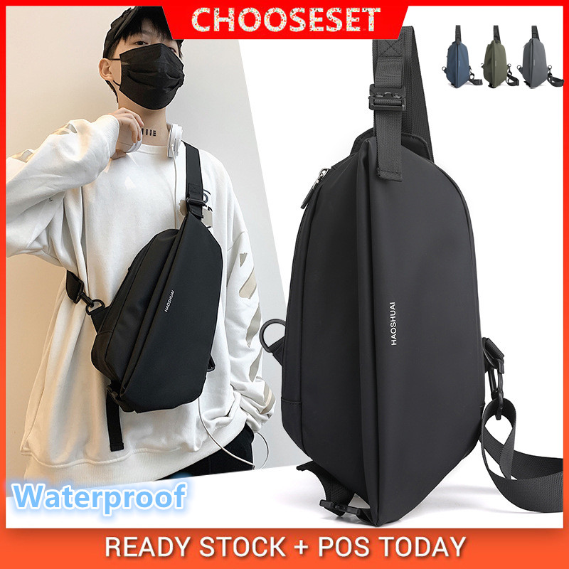 รูปภาพสินค้าแรกของCS New Men Crossbody Bag Waterproof Chest Bags Short Trip Sling Bags For Male Pack