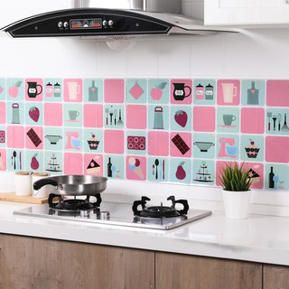 สติ๊กเกอร์ติดผนัง กระดาษห้องครัว กันน้ำมันกระเด็นสำหรับห้องครัว สามารถทำความสะอาดได้ สติกเกอร์ฟอยล์อลูมิเนียม wall paper convincing6