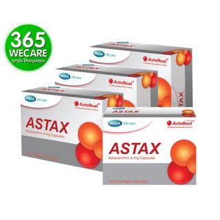 สินค้า MEGA ASTAX 4mg. 3x10s/box แพ็ค 3+1เมก้า วีแคร์ แอสแทกซ์ เพื่อผิวเนียนใส ลดริ้วรอย 365wecare