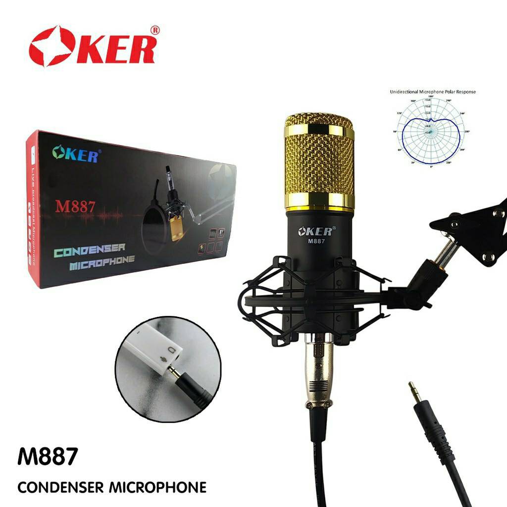 OKER M887 CONDENSER MICROPHONE ไมค์คอนเดนเซอร์ M887 ,M887+Phantom48 ...