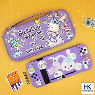 Stella SET ชุดเคส กระเป๋า ครอบปุ่ม สำหรับ Nintendo Switch จัดชุดเข้าเซ็ท สีม่วง Purple Style กระต่ายม่วง CASE Thumbgrip
