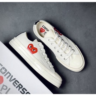 สินค้าขายดี รองเท้าผ้าใบ❤Comme des Garçons PLAY x Converse Chuck Taylor  ใส่ได้ทั้งชายและหญิง อุปกรณ์ครบ