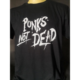 เสื้อยืดผ้าฝ้ายพิมพ์ลายเสื้อวงนำเข้า Punks Not Dead The Exploited Anarchy Sex Pistols Punk Rock Retro Style Vintage T-sh