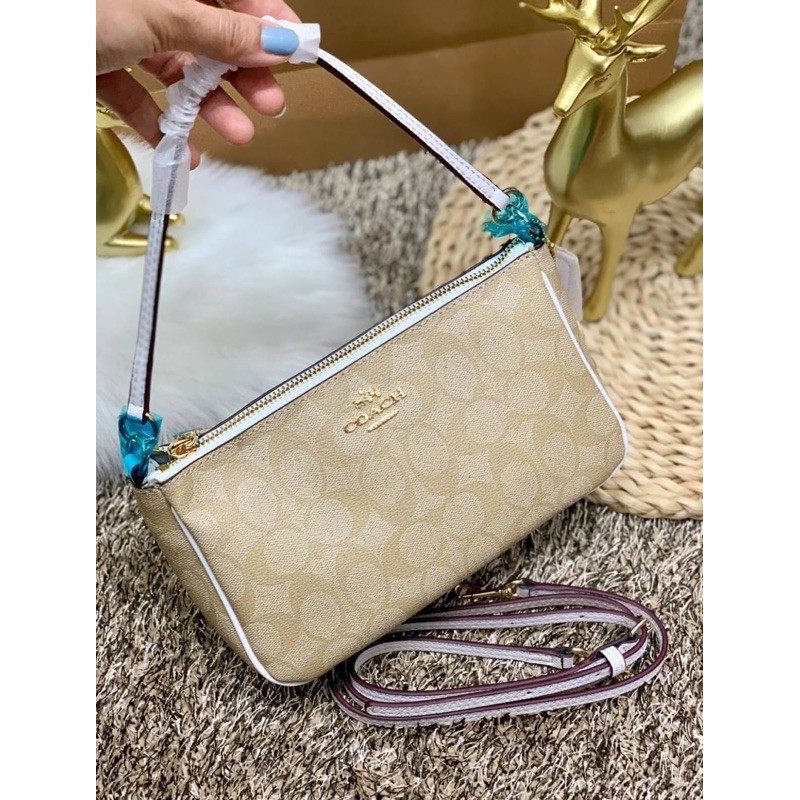 💯🔖 COACH TOP HANDLE POUCH IN SIGNATURE ((36674//58321) Shopee Thailand