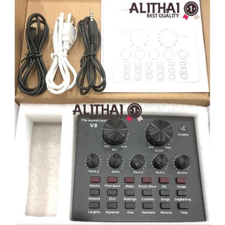 Alithai V8 เสียงภายนอก USB ชุดหูฟังไมโครโฟน Live Broadcast การ์ดเสียงสำหรับโทรศัพท์มือถือคอมพิวเตอร์ PC