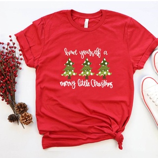 Merry Christmas Women O-neck Short Sleeve T Shirt Cute Christmas Tree Printing New Year Clothing Cotton Tee Shirt Female