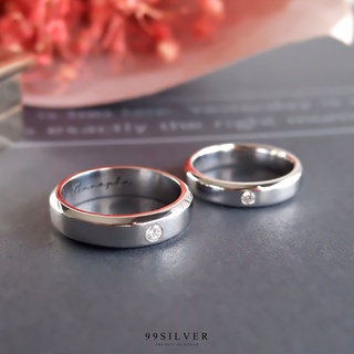 แหวนคู่รักลดขอบฝังเพชรวงละ 1 เม็ด หน้าแหวน 4 และ 6 มิลลิเมตร (กดสั่ง 1 ครั้ง ได้แหวน 2 วง) (R227-230)