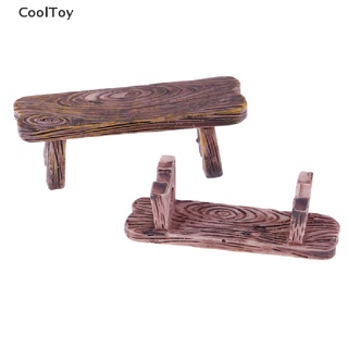 Cooltoy โมเดลม้านั่งไม้ ขนาดเล็ก สําหรับตกแต่งบ้านตุ๊กตา 2 ชิ้น